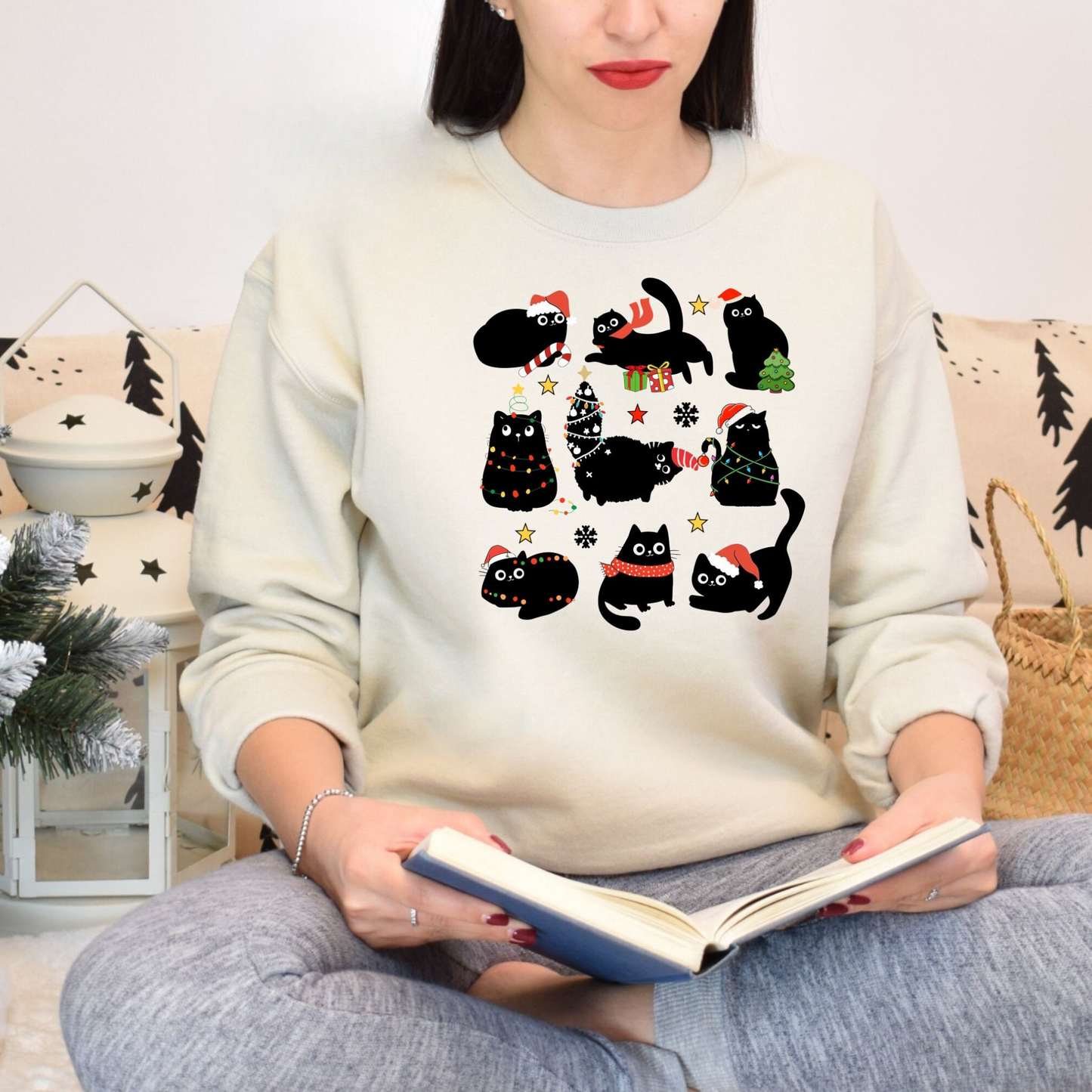 Black Cat Christmas Sweater V2